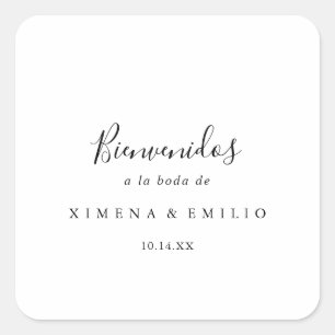 Pegatina Cuadrada Bienvenida de Boda Española Fyrkantigt Klistermärke