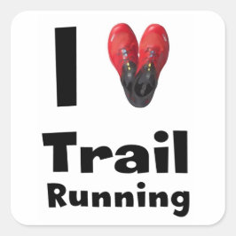 Pegatina "I love Trail Running" Fyrkantigt Klistermärke