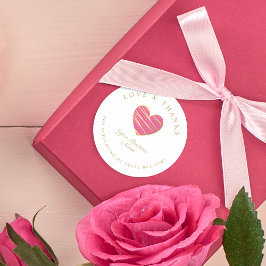 Pegatina Redonda Shock rosa Heart Kärlek & tack Su Runt Klistermärke