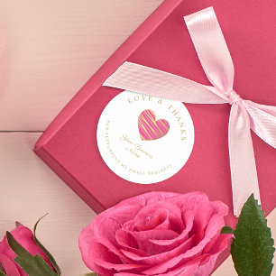 Pegatina Redonda Shock rosa Heart Kärlek & tack Su Runt Klistermärke
