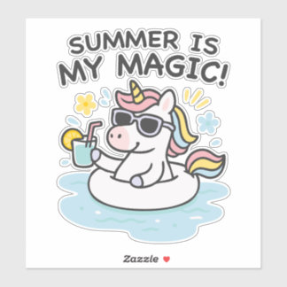 Pegatina unicornio kawaii “Summer is my magic” Klistermärken