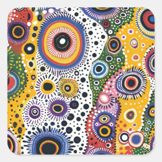 Pegatinas Psicodélicas Efecto Caleidoscopio Fyrkantigt Klistermärke