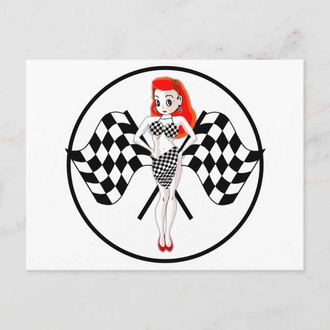 Peggy Pitstop tävlingsflaggor Vykort (Framsida)