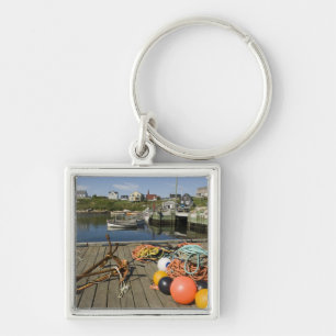 Peggy's Cove, Nova Scotia, Kanada 2 Fyrkantig Silverfärgad Nyckelring