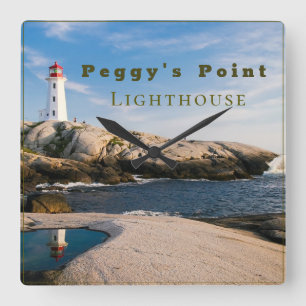Peggys Point Lighthouse Atlantic Kanada Fyrkantig Klocka