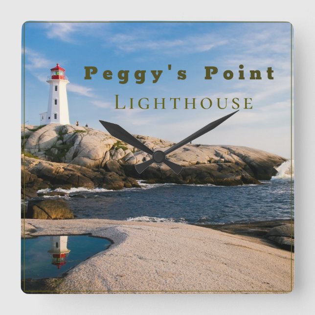 Peggys Point Lighthouse Atlantic Kanada Fyrkantig Klocka (Framsida)