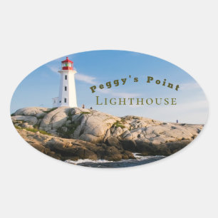 Peggys Point Lighthouse Atlantic Kanada Ovalt Klistermärke
