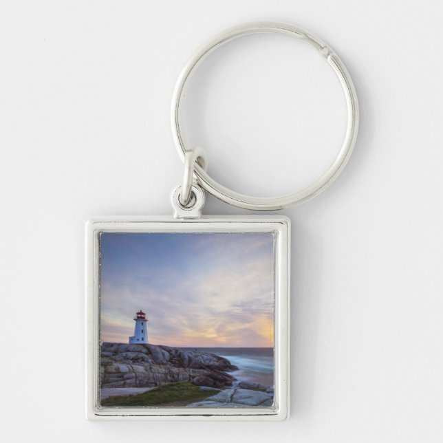 Peggy'Ss Cove | Nova Scotia Fyrkantig Silverfärgad Nyckelring (Framsidan)