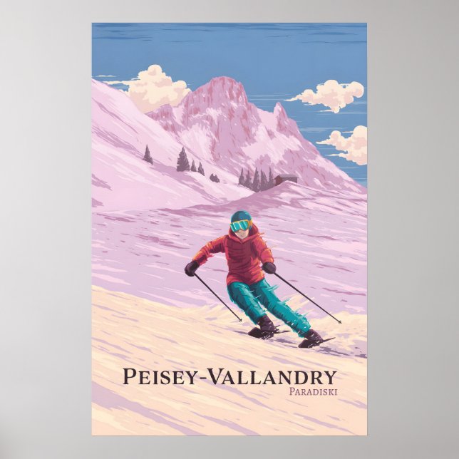 Peisey-Vallandry skidort resaaffisch Poster (Framsidan)
