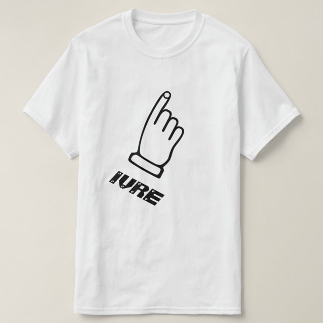 Peka fingret med texten Ivre Tee (Design framsida)