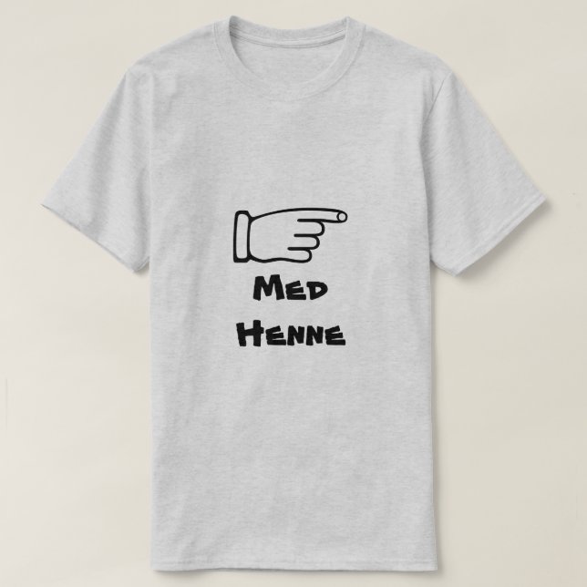 Peka fingret med textMed Henne Tee (Design framsida)