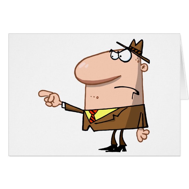 Peka för finger för chef ilsket hälsningskort (Framsidan Horizontal)