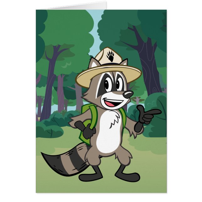 Peka för stack för skogsvaktare för hälsningskort (Framsidan)