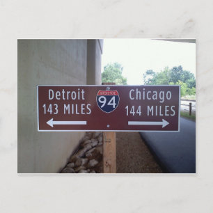 Peka halvvägs, Detroit Chicago. Vykort