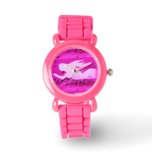 peka på rosa sjöjungfru armbandsur