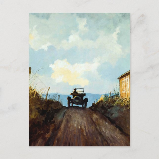 Peka på strålaren västerut vykort (Framsida)