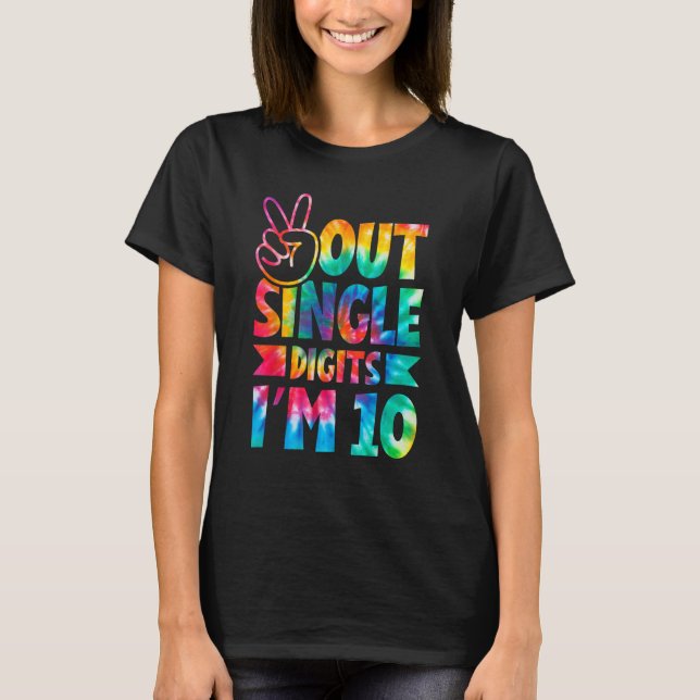 Peka ut ensiffriga 10 siffror Tie Dye Birt T Shirt (Framsida)