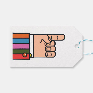 Pekande Hand Funky Manicule Presentetikett