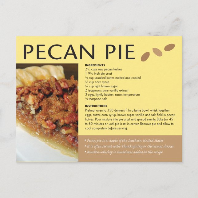 Pekanpaj recept Regionala kök Vykort (Framsida)