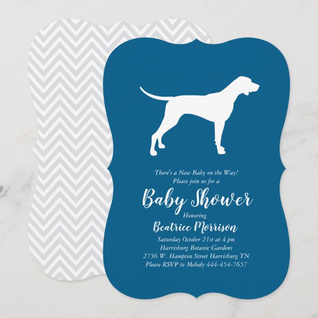 Pekare Hund Baby Shower Boy Blue Inbjudningar (Fram/baksida)