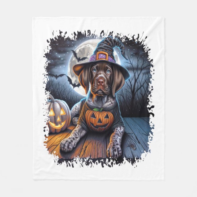 Pekare Hund Halloween Square Fleecefilt (Framsidan)