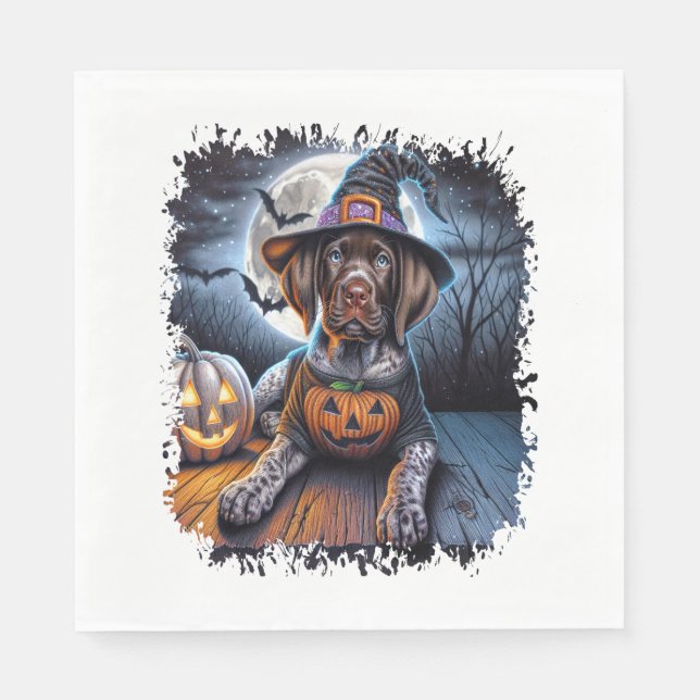 Pekare Hund Halloween Square Pappersservett (Framsidan)