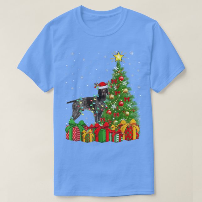 Pekare Hund Lighting Julafton Träd Santa Pointer H T Shirt (Design framsida)
