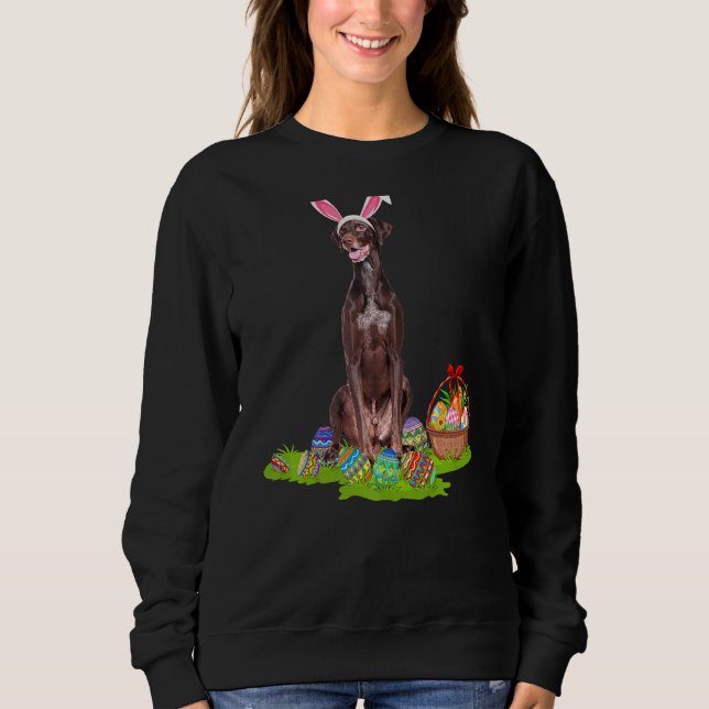 Pekare Hund Påskägg Hunting Bunny Pointer Hund E T Shirt (Framsida)