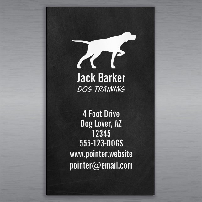 Pekare Hund Silhouette Chalkboard Stil B Magnetiska Visitkort (Skapare uppladdad)