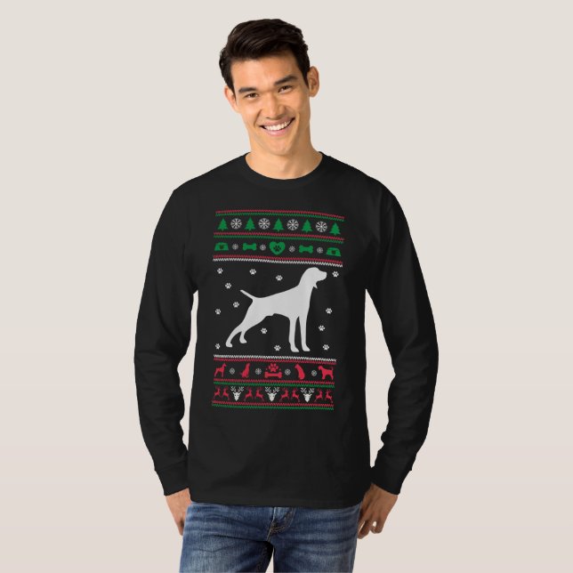 Pekare Hund Ugly Sweater jul Tee (Hel framsida)