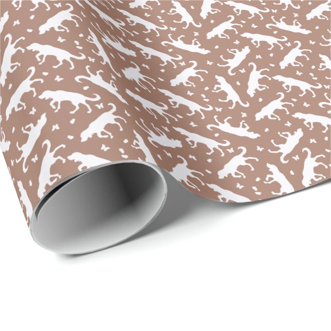 Pekare och fjärilar (Mocha Mousse) Papper Presentpapper (Rullad Hörn)