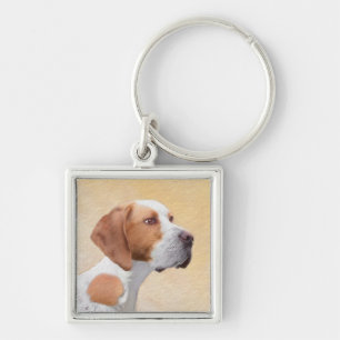 Pekarmålning - Cute Original Hund Art Fyrkantig Silverfärgad Nyckelring