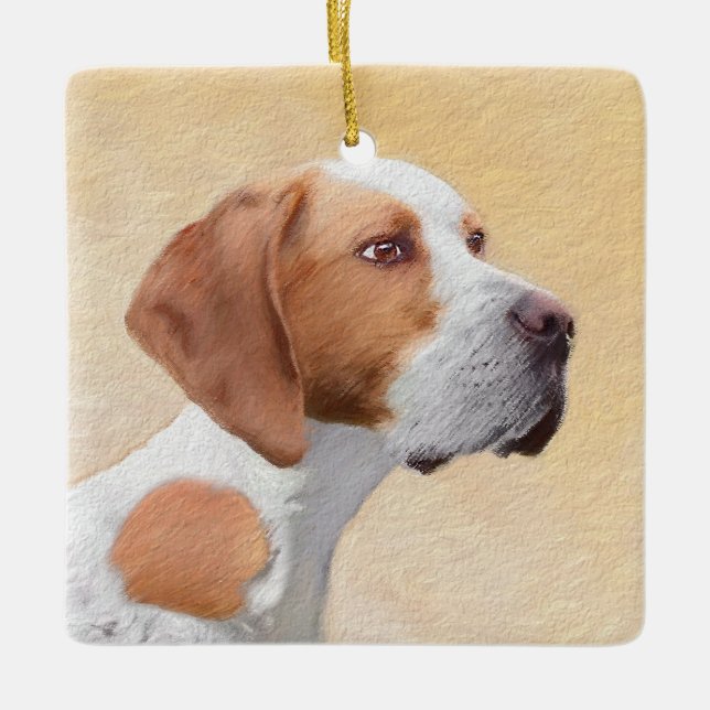 Pekarmålning - Cute Original Hund Art Julgransprydnad Keramik (Framsida)