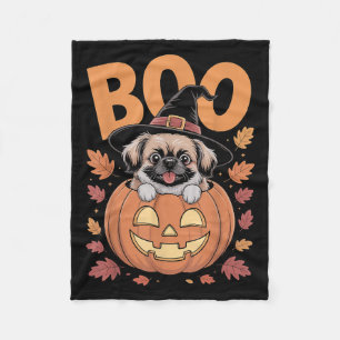 Peke-kostym på pumpa Halloween Pekingeser Fleecefilt