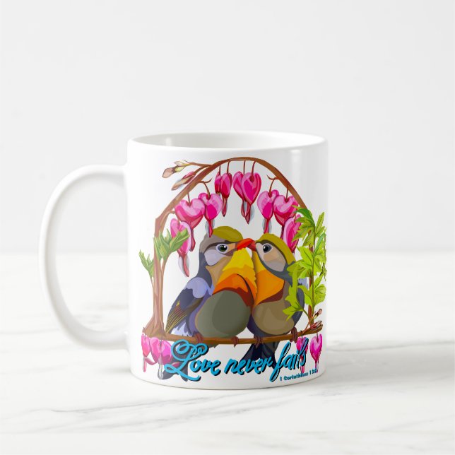 Pekin Robins - Leiothrix Kärlek Misslyckas aldrig Kaffemugg (Vänster)