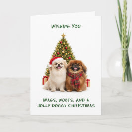 Pekineser Hundar Jul Helgkort