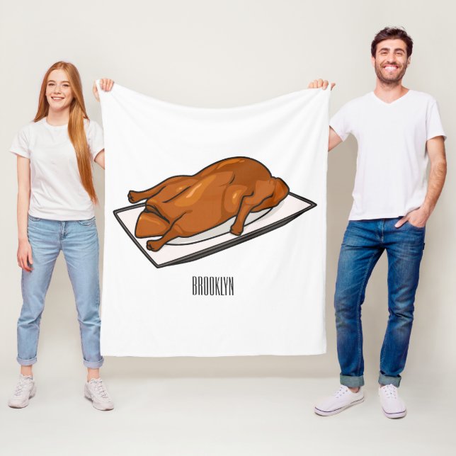 Peking anka tecknad illustration fleecefilt (På plats)