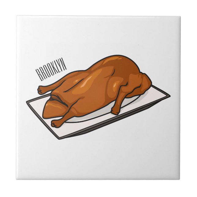 Peking anka tecknad illustration kakelplatta (Framsidan)