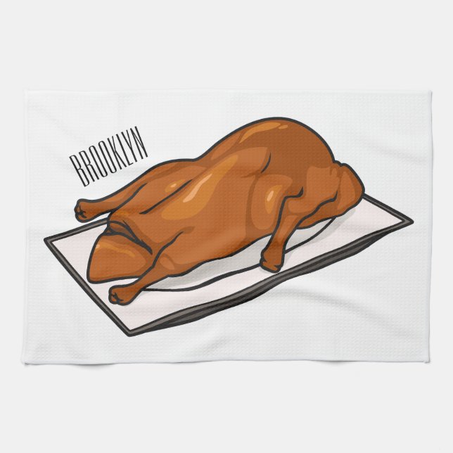 Peking anka tecknad illustration kökshandduk (Horisontell)