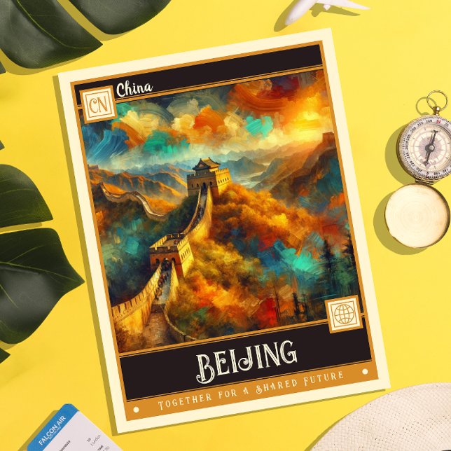 Peking, China | Måla Vintage Vykort (Skapare uppladdad)