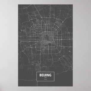 Peking, China (vit på svart) Poster