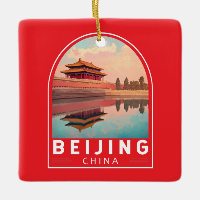 Peking Kina Resa Konst Emblem Julgransprydnad Keramik (Framsida)