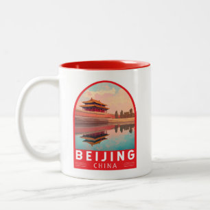 Peking Kina Resa Konst Emblem Två-Tonad Mugg