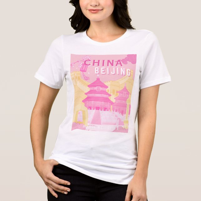 Peking Kina Resaaffisch | Rosa & Gul Konst T Shirt (Framsida)