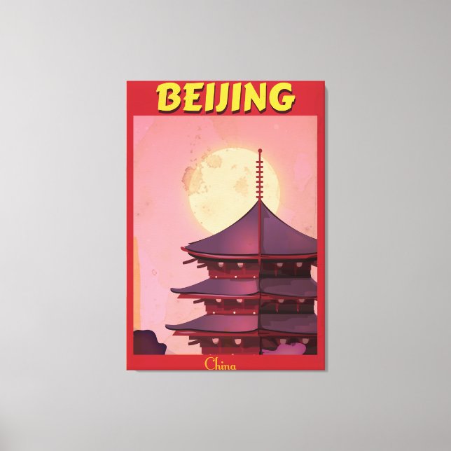 Peking Kina vintage reseaffisch Canvastryck (Framsida)