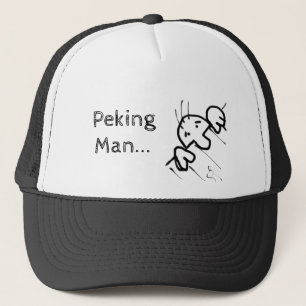 Peking Man Cute Tecknad Man Peeking över stängslet Keps