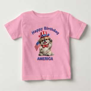 Pekingese (2af) Patriotisk Barn T-Shirt