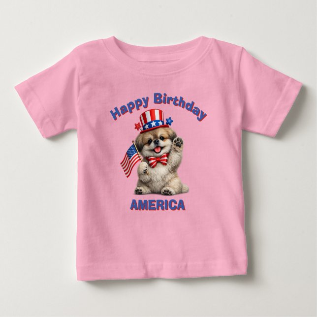 Pekingese (2af) Patriotisk Barn T-Shirt (Framsida)
