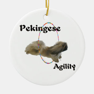 Pekingese Agilitet Julgransprydnad Keramik