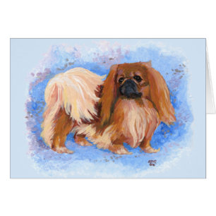 Pekingese Äkta Blå Hälsningskort